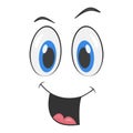 Cartoon face with a smiling expression. Cartoon emoji character. Funny emoticon face icon Royalty Free Stock Photo