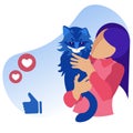 Faceless Girl with Cat Positive Social Feedback