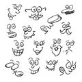 cartoon faces collection in different expressions. icon illustration. Royalty Free Stock Photo