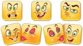 Cartoon faces collection. Emoticons. Smiley. Emoji Royalty Free Stock Photo