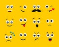 Cartoon faces with emotions Royalty Free Stock Photo