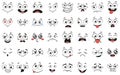 Cartoon faces. Expressive eyes and mouth, smiling, crying and surprised character face expressions vector illustration set Royalty Free Stock Photo