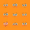 Cartoon faces. Funny face expressions, caricature emotions Royalty Free Stock Photo
