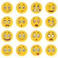 Cartoon faces. Funny face expressions, caricature emotions. Cute character with different expressive eyes and mouth Royalty Free Stock Photo