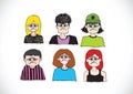 Cartoon faces Set hand drawing illustration Royalty Free Stock Photo