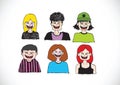 Cartoon faces Set hand drawing illustration Royalty Free Stock Photo