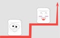 Cartoon faces sit on different red branches of the same graphic Royalty Free Stock Photo