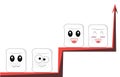 Cartoon faces sit on different red branches of the same graphic Royalty Free Stock Photo