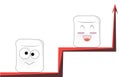 Cartoon faces sit on different red branches of the same graphic Royalty Free Stock Photo