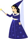 Cartoon fairy sorceress with magic wand Royalty Free Stock Photo