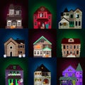 Dark mysterious obscure gloomy terrible witch castle with spooky for Halloween design vector illustration