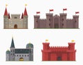 Cartoon fairy tale castle tower icon cute architecture fantasy house fairytale medieval and princess stronghold design