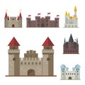 Cartoon fairy tale castle tower icon cute architecture fantasy house fairytale medieval and princess stronghold design Royalty Free Stock Photo