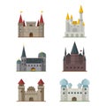 Cartoon fairy tale castle tower icon cute architecture fantasy house fairytale medieval and princess stronghold design