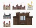 Cartoon fairy tale castle tower icon cute architecture fantasy house fairytale medieval and princess stronghold design Royalty Free Stock Photo