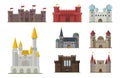 Cartoon fairy tale castle tower icon cute architecture fantasy house fairytale medieval and princess stronghold design Royalty Free Stock Photo