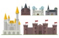 Cartoon fairy tale castle tower icon cute architecture fantasy house fairytale medieval and princess stronghold design Royalty Free Stock Photo