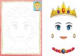 Cartoon fairy tale scene with - beautiful manga girl face - exercise for children Royalty Free Stock Photo