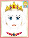 Cartoon fairy tale scene with - beautiful manga girl face - exercise for children Royalty Free Stock Photo