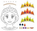 Cartoon fairy tale scene with - beautiful manga girl face - exercise for children Royalty Free Stock Photo