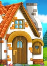 Cartoon fairy tale scene with old fashioned house