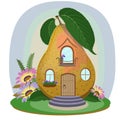 Cartoon fairytale pear house for little animals and fantasy inhabitants. Royalty Free Stock Photo