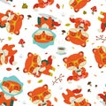 cartoon fall fox pattern