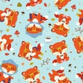 Cartoon fall fox pattern