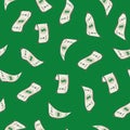 Cartoon Falling Dollars Money Concept Seamless Pattern Background. Vector Royalty Free Stock Photo