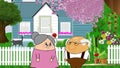 Cartoon family aged people house