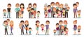 Cartoon family characters. Mother and father, son and daughter, grandparents and uncles, happy family people collection Royalty Free Stock Photo