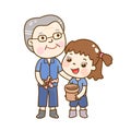 Cartoon family farmer character.