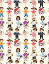 Cartoon family seamless pattern