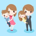 Cartoon family smile happily