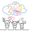 Cartoon Family and Social Network with 2019 Cloud Royalty Free Stock Photo