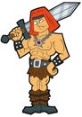 Cartoon fantasy barbarian with a sword