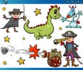 Cartoon Fantasy Characters Set