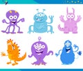 Cartoon Fantasy Monster Characters Set