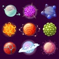 Cartoon fantasy planets. Space elements