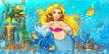 Cartoon fantasy scene of underwater kingdom - beautiful manga girl Royalty Free Stock Photo