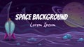 Cartoon fantasy space background. Alien planet landscape.