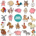 Cartoon farm animal characters big set Royalty Free Stock Photo