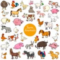Cartoon farm animal characters big set Royalty Free Stock Photo
