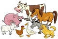 Cartoon farm animal characters group