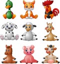 Cartoon farm animal collection set Royalty Free Stock Photo