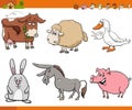 Cartoon farm animal comic characters set
