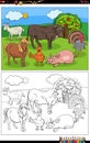 Cartoon farm animals group coloring book page Royalty Free Stock Photo