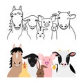 Cartoon Farm animals group set