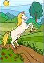 Cartoon farm animals for kids. Cute horse. Royalty Free Stock Photo