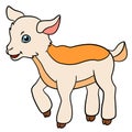 Cartoon farm animals for kids. Little cute baby goat. Royalty Free Stock Photo